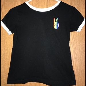 Spencer’s Rainbow Peace Sign Size M Top